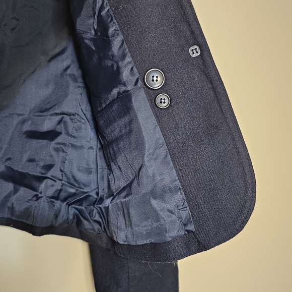 David Benjamin Wool Blazer Jacket Women's Size 13/14 Short Navy Blue Classic - Picture 6 of 11